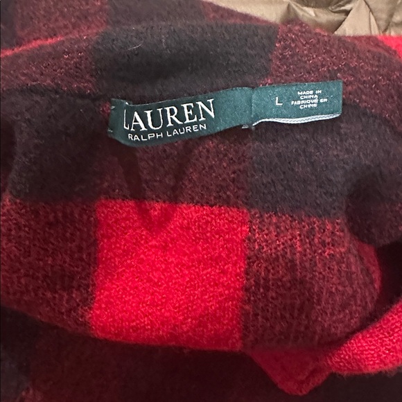 Ralph Lauren Buffalo Check Plaid Wool Knit Sweater Blazer Jacket Crest Rugby Lg - Picture 8 of 13